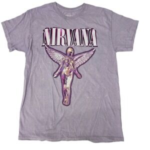 Nirvana Shirt Mens Medium Purple In Utero Angel Graphic Band Tee Rock Music‎